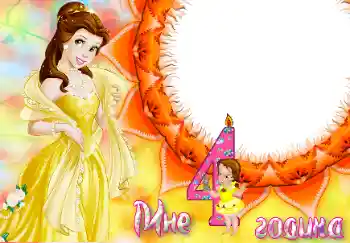 照片效果分类 生日 № 47062. 边框标语: 4年