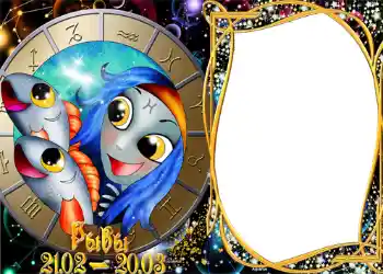 照片效果分类 星座 № 1303. 边框标语: 双鱼座