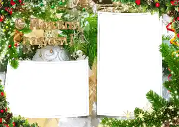 照片效果分类 新年贺卡 № 1461. 边框标语: 新年快乐