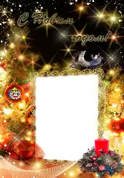 照片效果分类 新年贺卡 № 3299. 边框标语: 新年快乐