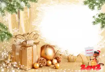 照片效果分类 新年贺卡 № 3300. 边框标语: 新年快乐