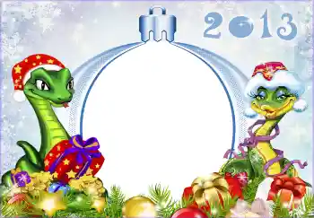 照片效果分类 新年贺卡 № 5461. 边框标语: 2013